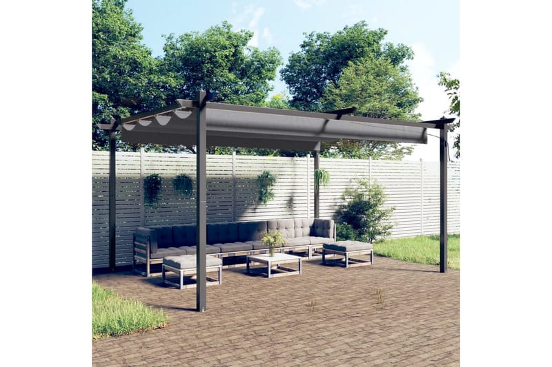 beBasic havepavillon med sammenrulleligt tag 4x3 m antracitgrå - Antracit - Komplet pavillon