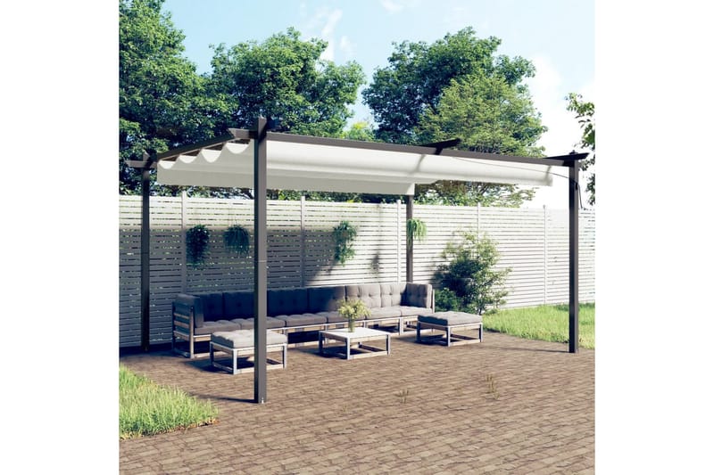 beBasic havepavillon med sammenrulleligt tag 4x3 m cremefarvet - Creme - Komplet pavillon