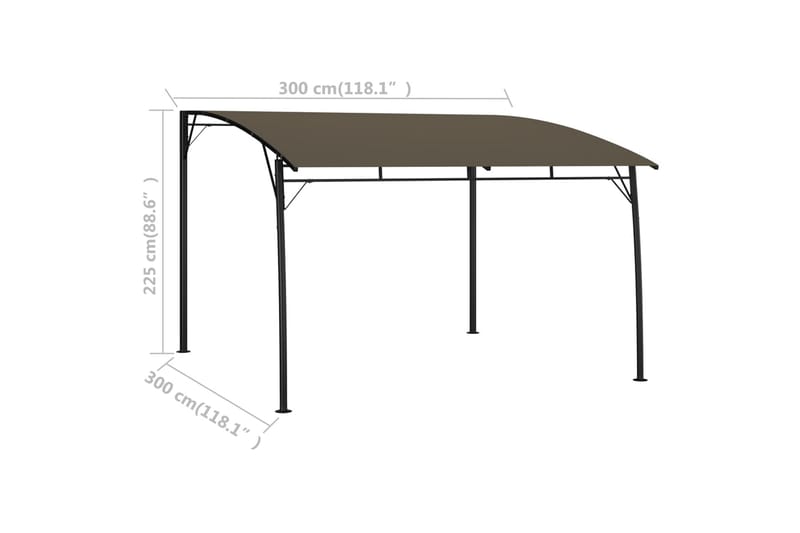 havemarkise 3x3x2,25 m gråbrun - Gråbrun - Havemøbler - Solafskærmning - Havepavilloner - Komplet pavillon
