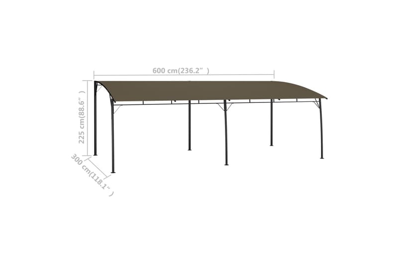 havemarkise 6x3x2,25 m gråbrun - Gråbrun - Havemøbler - Solafskærmning - Havepavilloner - Komplet pavillon