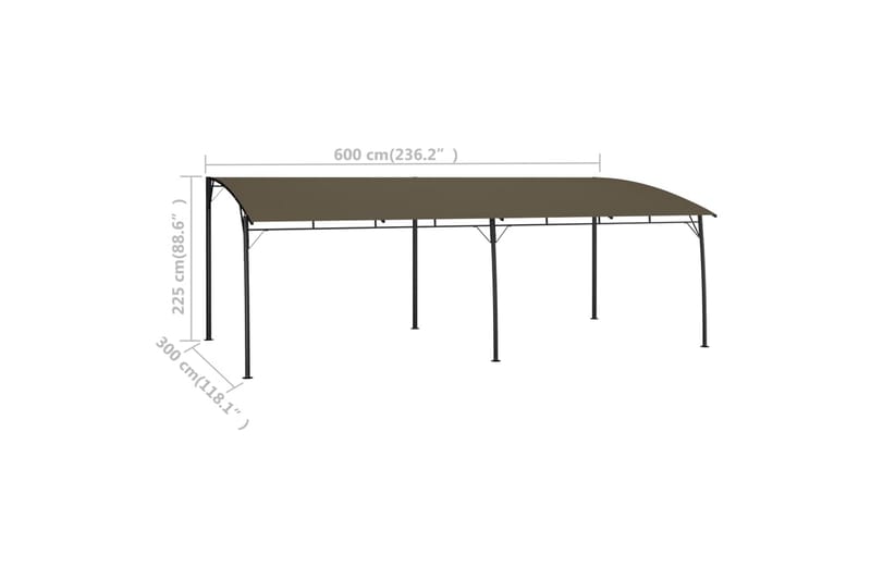 havemarkise 6x3x2,25 m gråbrun - Gråbrun - Komplet pavillon