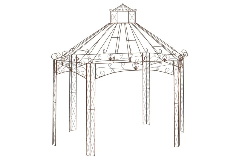 havepavillon 400x258x378 cm jern antikbrun - Brun - Havemøbler - Solafskærmning - Havepavilloner - Komplet pavillon