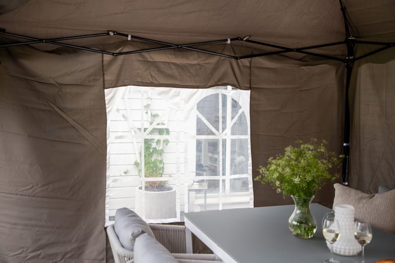 Easy up Pavillon 295x295 cm Hvid/brun - Venture Home - Komplet pavillon