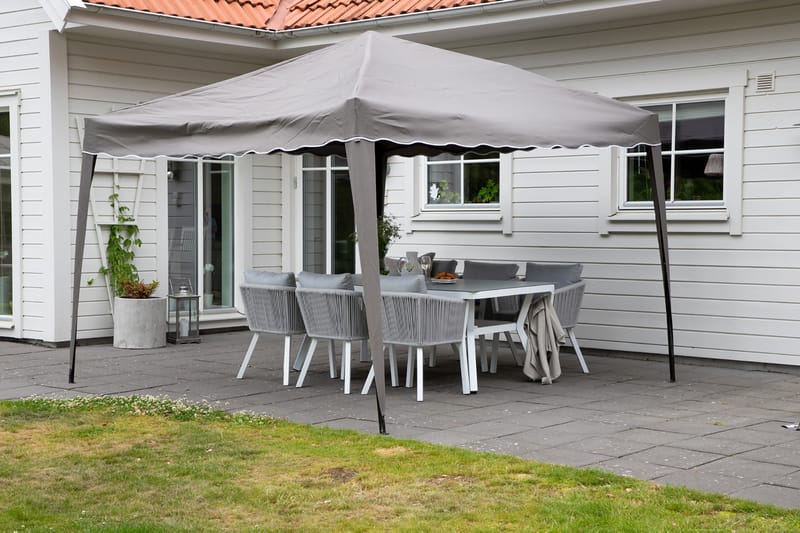 Easy Up Pavillon 295x295 cm - Hvid/brun - Havemøbler - Solafskærmning - Havepavilloner - Komplet pavillon