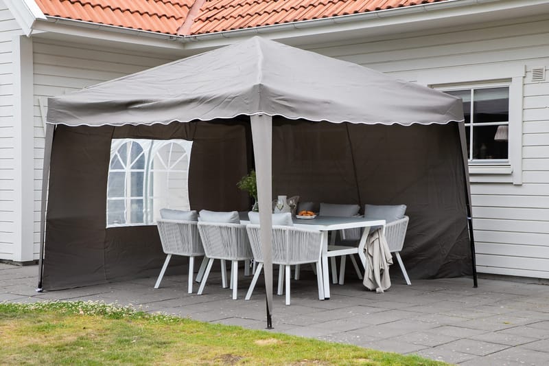 Easy Up Pavillon 295x295 cm - Hvid/brun - Havemøbler - Solafskærmning - Havepavilloner - Komplet pavillon