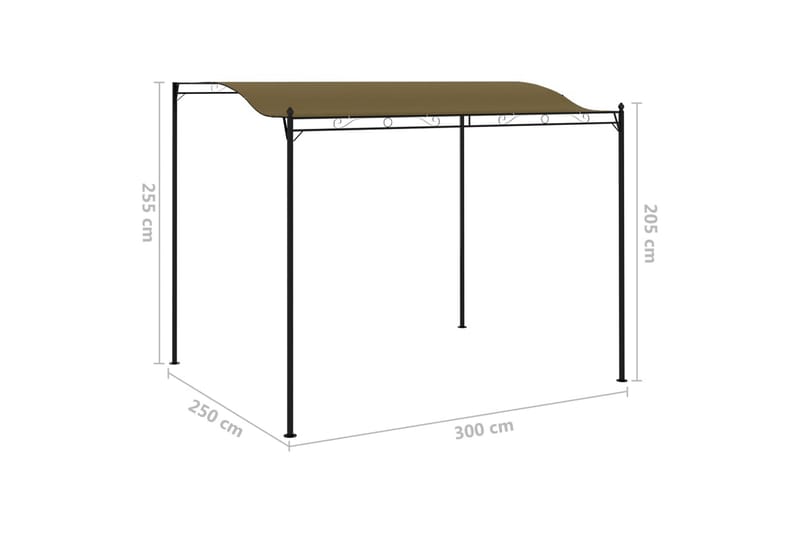 Fritstående markise 3x2,5 m 180 g/m² gråbrun - Gråbrun - Komplet pavillon