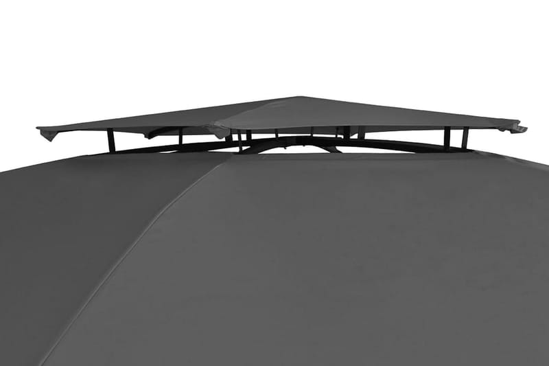 Havebaldakin Pavillontelt m Gardiner Sekskantet 360 X 265 Cm - Grå - Havemøbler - Solafskærmning - Havepavilloner - Komplet pavillon
