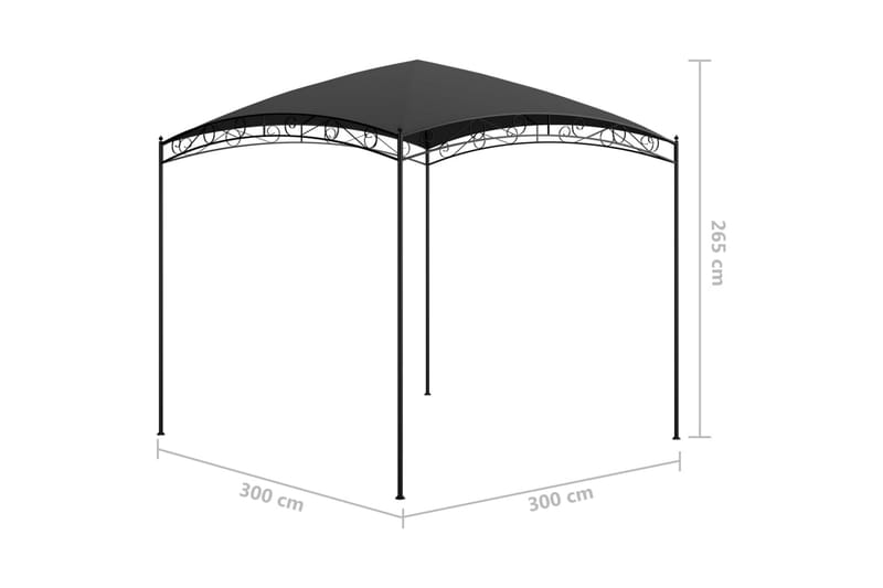 havepavillon 3x3x2,65 m 180 g/m² antracitgrå - Antracit - Komplet pavillon