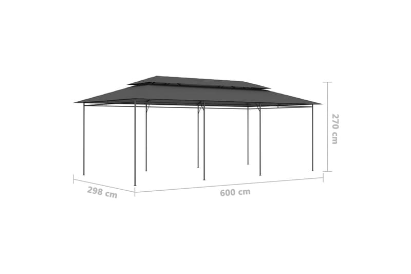 Havepavillon 600x298x270 cm Antracitgrå - Grå - Havemøbler - Solafskærmning - Havepavilloner - Komplet pavillon