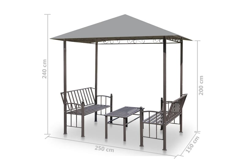 Havepavillon Med Bord Og Bænke 2,5 X 1,5 X 2,4 M Antracitgrå - Grå - Havemøbler - Solafskærmning - Havepavilloner - Komplet pavillon