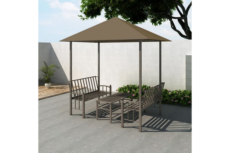 havepavillon med bord og bænke 2,5x1,5x2,4 m 180 g/m² - Gråbrun - Havemøbler - Solafskærmning - Havepavilloner - Komplet pavillon
