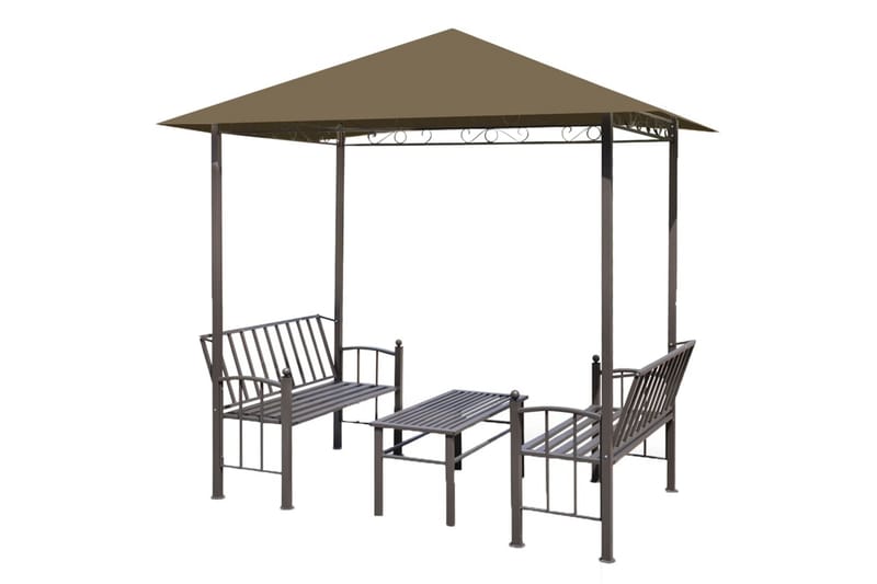 havepavillon med bord og bænke 2,5x1,5x2,4 m 180 g/m² - Gråbrun - Havemøbler - Solafskærmning - Havepavilloner - Komplet pavillon