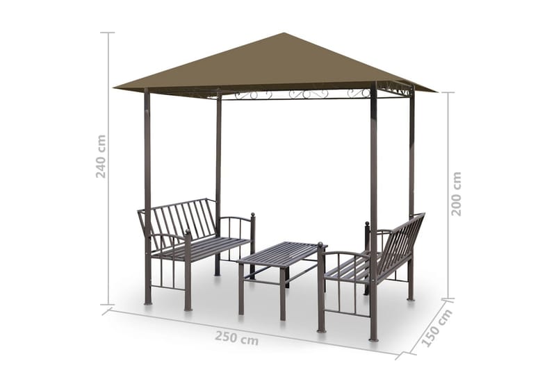 havepavillon med bord og bænke 2,5x1,5x2,4 m 180 g/m² - Gråbrun - Havemøbler - Solafskærmning - Havepavilloner - Komplet pavillon