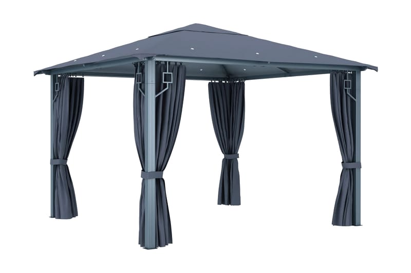 havepavillon med gardin 300x300 cm antracitgrå - Grå - Havemøbler - Solafskærmning - Havepavilloner - Komplet pavillon