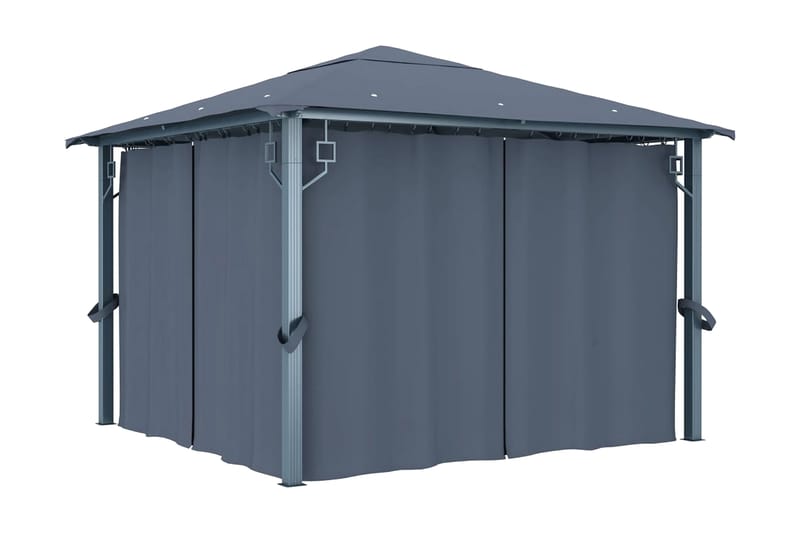 havepavillon med gardin 300x300 cm antracitgrå - Grå - Havemøbler - Solafskærmning - Havepavilloner - Komplet pavillon