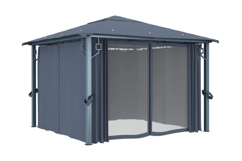 havepavillon med gardin 300x300 cm antracitgrå - Grå - Havemøbler - Solafskærmning - Havepavilloner - Komplet pavillon