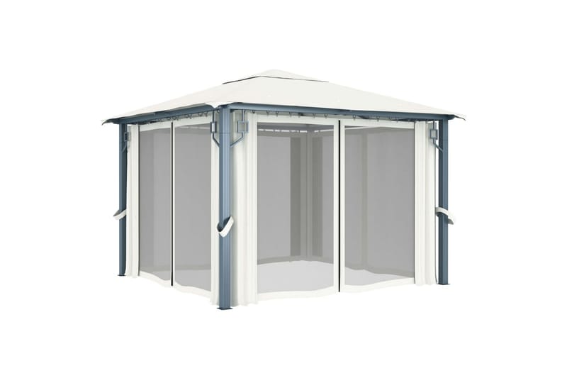havepavillon med gardin 300x300 cm cremefarvet - Creme - Komplet pavillon