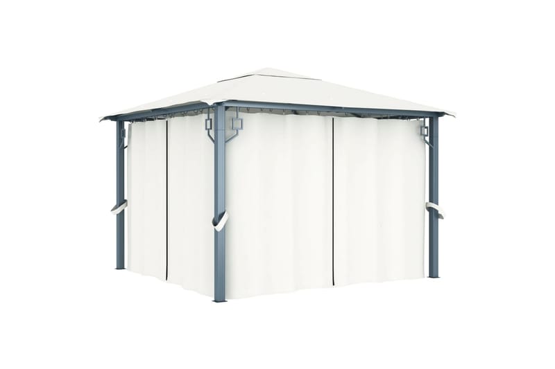 havepavillon med gardin 300x300 cm cremefarvet - Creme - Havemøbler - Solafskærmning - Havepavilloner - Komplet pavillon