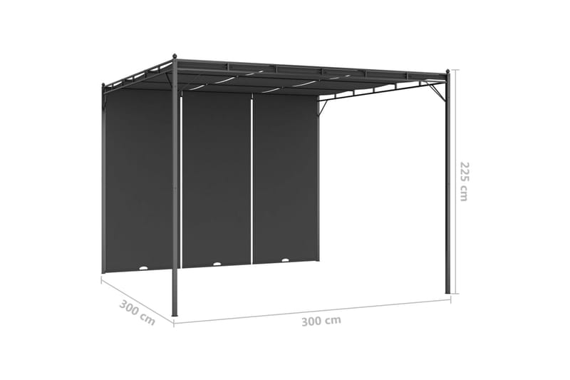 Havepavillon Med Gardin 3X3X2,25M Antracitgrå - Komplet pavillon