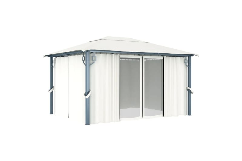 havepavillon med gardin 400 x 300 cm cremefarvet - Creme - Havemøbler - Solafskærmning - Havepavilloner - Komplet pavillon
