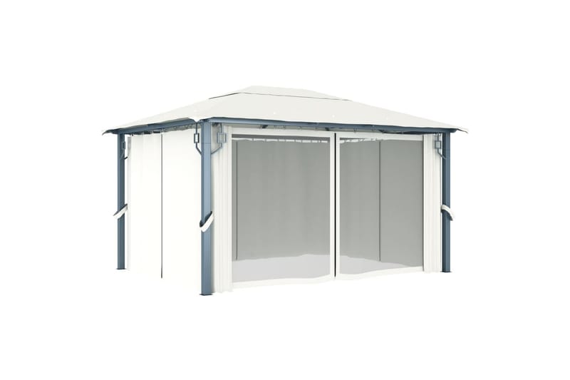 havepavillon med gardin 400 x 300 cm cremefarvet - Creme - Havemøbler - Solafskærmning - Havepavilloner - Komplet pavillon