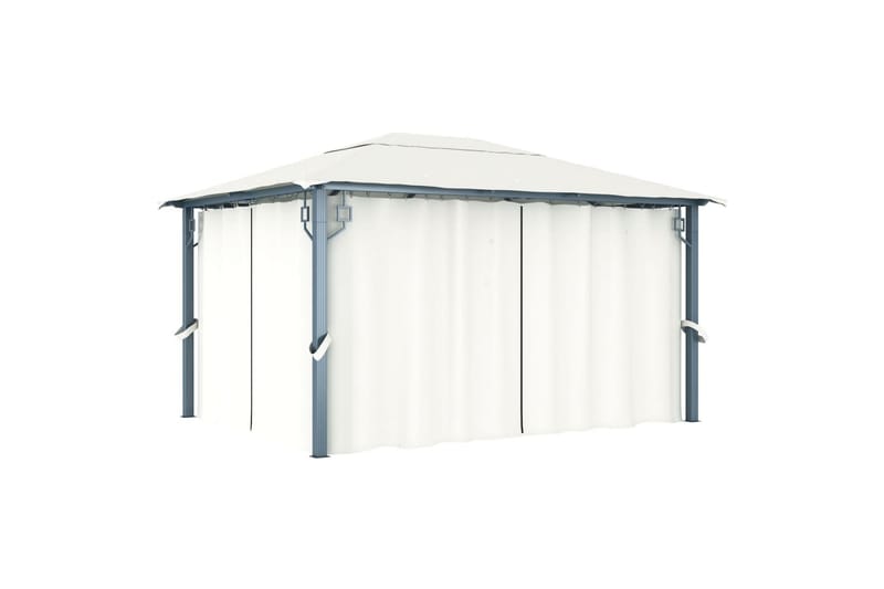 havepavillon med gardin 400 x 300 cm cremefarvet - Creme - Havemøbler - Solafskærmning - Havepavilloner - Komplet pavillon