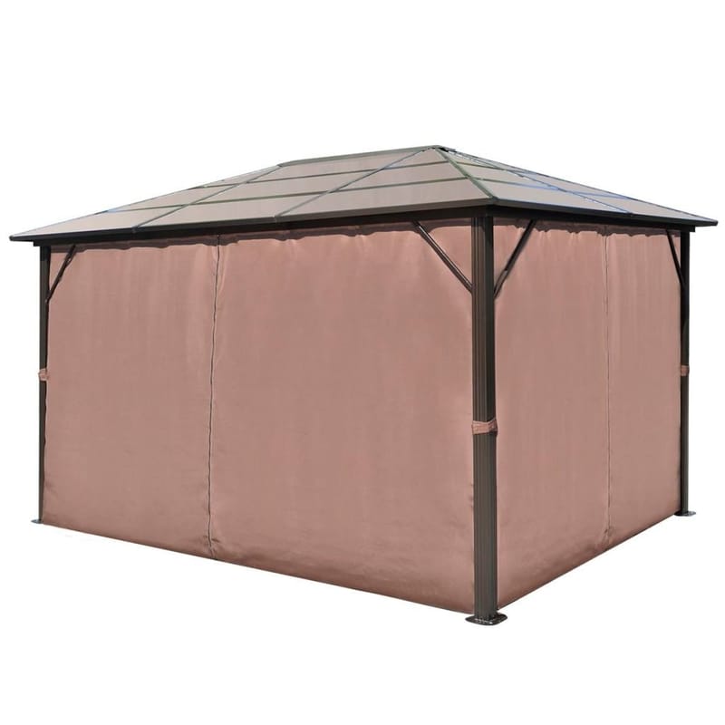 Havepavillon Med Gardin Brun Aluminium 400 X 300 Cm - Brun - Havemøbler - Solafskærmning - Havepavilloner - Komplet pavillon
