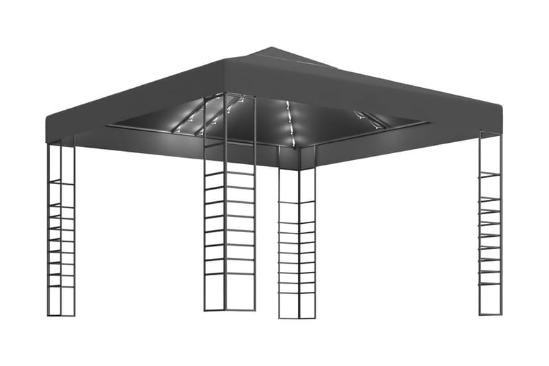 havepavillon med lyskæder 3x3 m antracitgrå - Antracit - Komplet pavillon