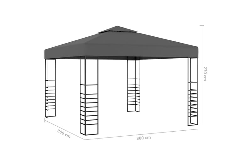 havepavillon med lyskæder 3x3 m antracitgrå - Antracit - Komplet pavillon