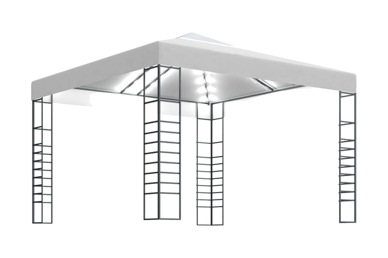 havepavillon med lyskæder 3x3 m hvid - Hvid - Komplet pavillon