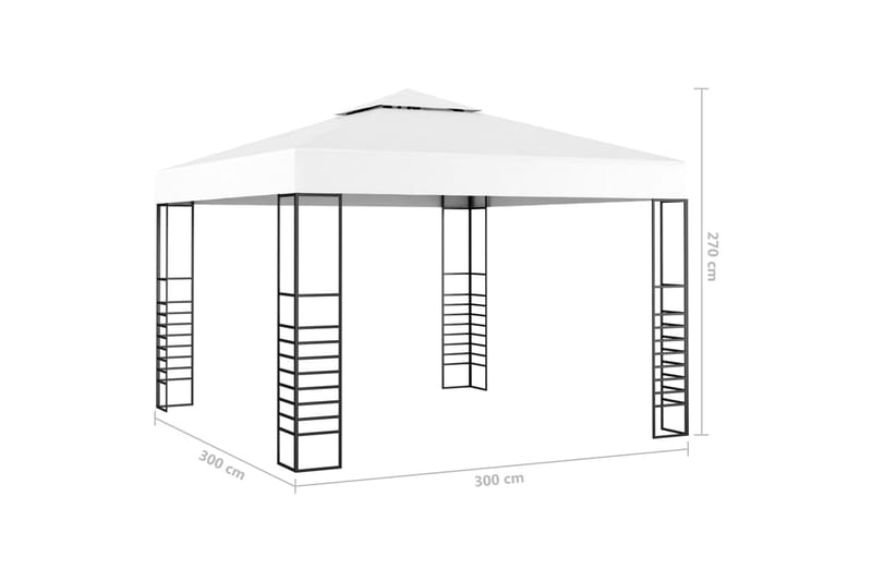 havepavillon med lyskæder 3x3 m hvid - Hvid - Komplet pavillon