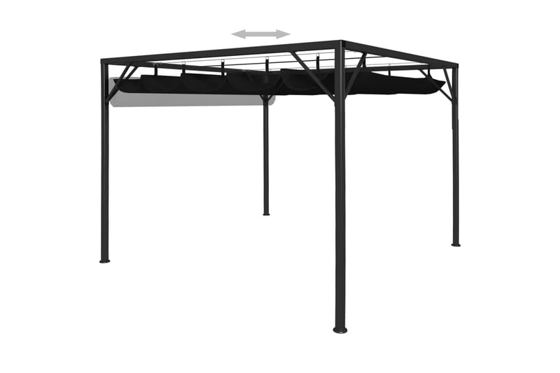havepavillon med tilbagetrækkeligt tag 3x3 m antracitgrå - Grå - Havemøbler - Solafskærmning - Havepavilloner - Komplet pavillon