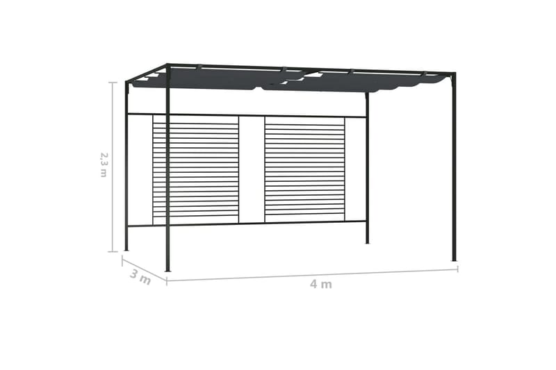 havepavillon med udtrækkeligt tag 4x3x2,3 m 180 g/m² - Antracit - Havemøbler - Solafskærmning - Havepavilloner - Komplet pavillon