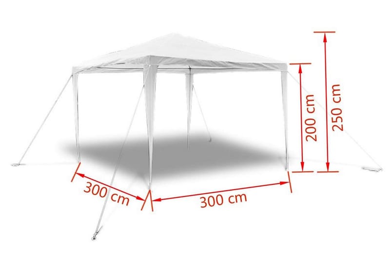 Havepavillon Med Pyramideformet Tag 3 X 3 M - Hvid - Havemøbler - Solafskærmning - Havepavilloner - Komplet pavillon