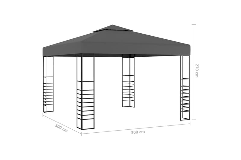 Havetelt 3x3 m Antracitgrå - Grå - Komplet pavillon