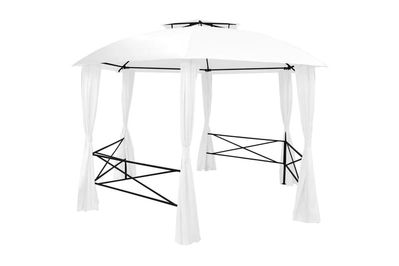 Havetelt med gardiner 360x312x265 cm 180 g/m² hvid - Hvid - Havemøbler - Solafskærmning - Havepavilloner - Komplet pavillon