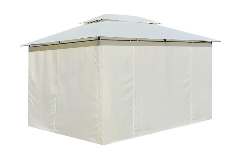 Havetelt Med Gardiner 4 X 3 M Hvid - Hvid - Havemøbler - Solafskærmning - Havepavilloner - Komplet pavillon