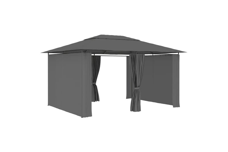 Havetelt Med Gardiner 4x3 m Antracitgrå - Grå - Havemøbler - Solafskærmning - Havepavilloner - Komplet pavillon