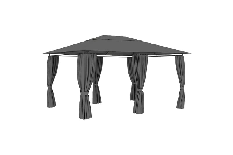 Havetelt Med Gardiner 4x3 m Antracitgrå - Grå - Havemøbler - Solafskærmning - Havepavilloner - Komplet pavillon