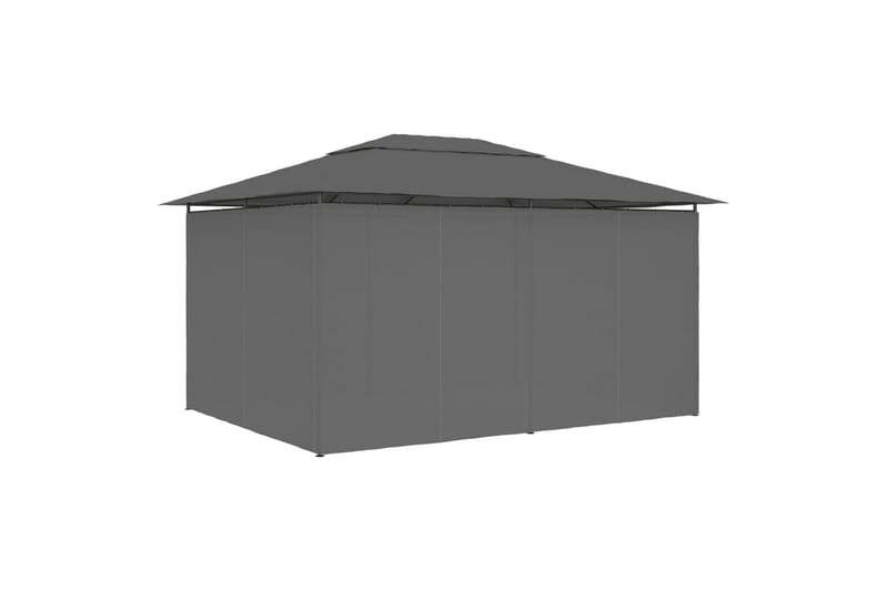 Havetelt Med Gardiner 4x3 m Antracitgrå - Grå - Havemøbler - Solafskærmning - Havepavilloner - Komplet pavillon