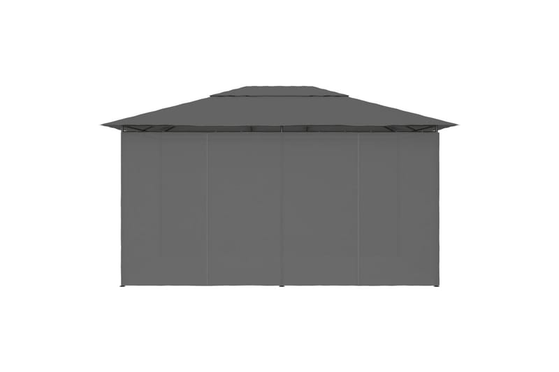 Havetelt Med Gardiner 4x3 m Antracitgrå - Grå - Havemøbler - Solafskærmning - Havepavilloner - Komplet pavillon