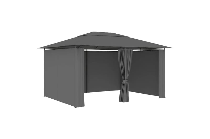 Havetelt Med Gardiner 4x3 m Antracitgrå - Grå - Havemøbler - Solafskærmning - Havepavilloner - Komplet pavillon