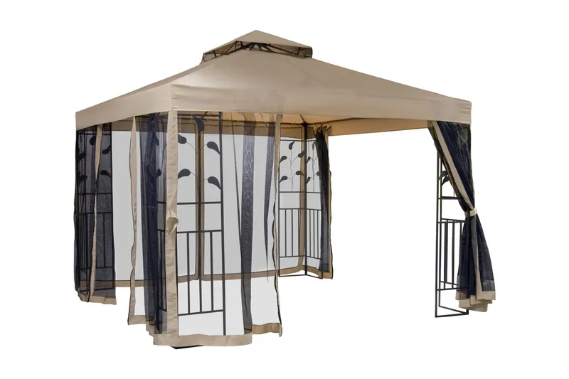 Leafie Pavillon 300x300 cm Stålramme, Brun/Beige