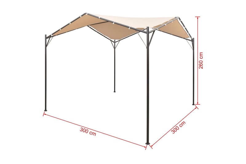 Lysthus Pavillon Telt Med Baldakin 3 X 3 M Stål Beige - Beige - Havemøbler - Solafskærmning - Havepavilloner - Komplet pavillon