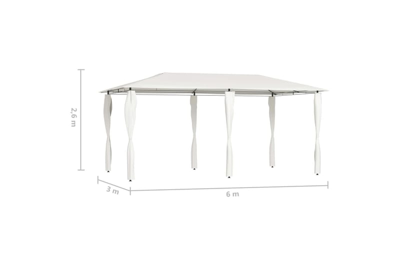 med stolpeovertræk 3x6x2,6 m 160 g/m² - Creme - Havemøbler - Solafskærmning - Havepavilloner - Komplet pavillon
