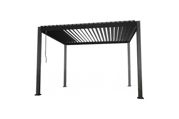Mirador Paviljong 3x3x2,5 m med gardiner Mörkgrå Dark grey - Havemøbler - Solafskærmning - Havepavilloner - Komplet pavillon