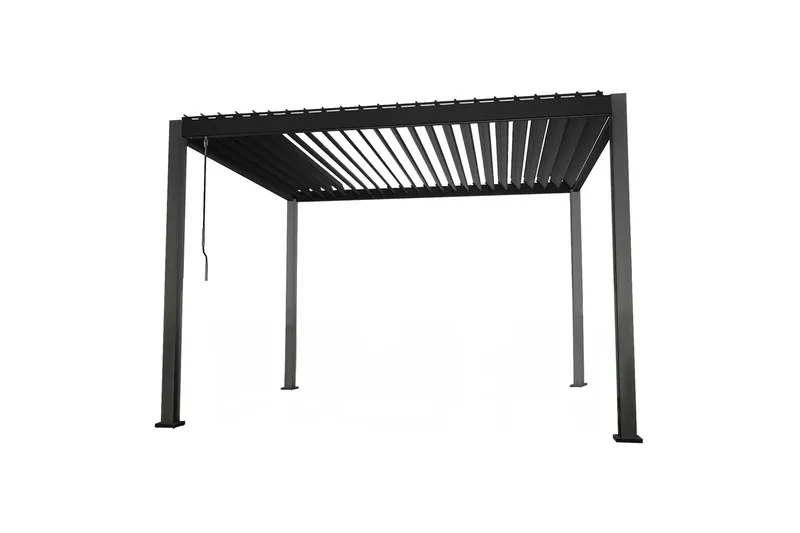 Mirador Paviljong 3x3x2,5 m med gardiner Mörkgrå Dark grey - Havemøbler - Solafskærmning - Havepavilloner - Komplet pavillon