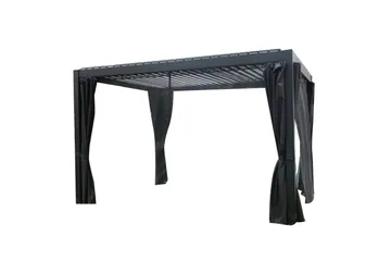Mirador Paviljong 3x3x2,5 m med gardiner Mörkgrå Dark grey - Havemøbler - Solafskærmning - Havepavilloner - Komplet pavillon