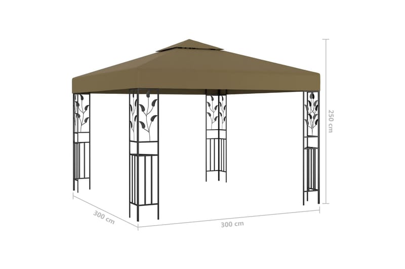 Pavillon 3x3 m 180 g/m² gråbrun - Gråbrun - Havemøbler - Solafskærmning - Havepavilloner - Komplet pavillon