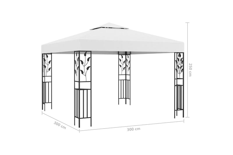 Pavillon 3x3 m 180 g/m² hvid - Hvid - Komplet pavillon